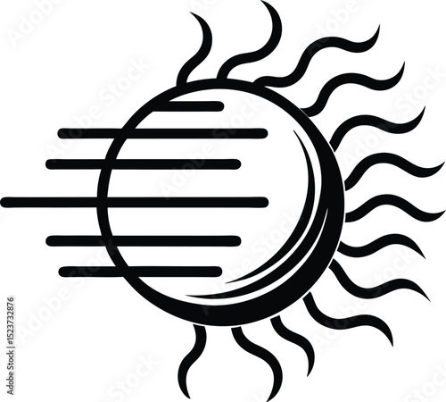 sun with wind lines breezy midday