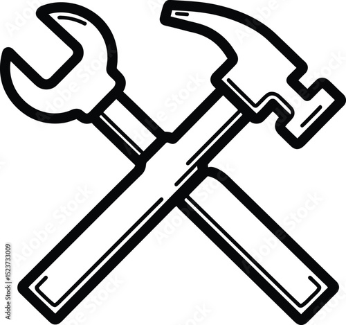 High quality photo of wrench and hammer.