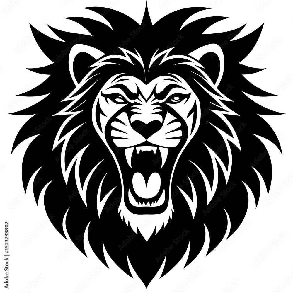 Obraz premium Roaring lion head silhouette vector illustration 