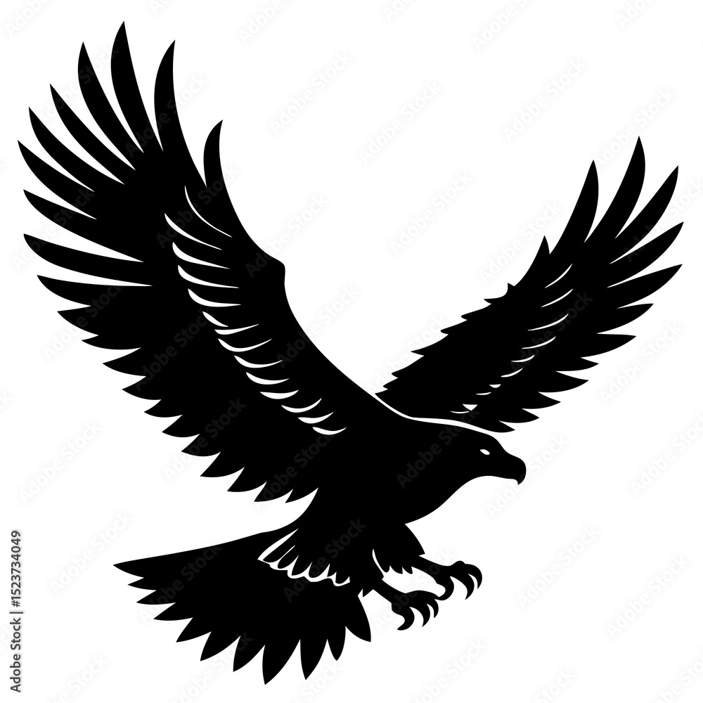 Obraz premium Eagle diving for prey silhouette vector illustration 