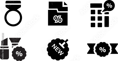 Modern  Rounded Filled Black Friday Icon Set