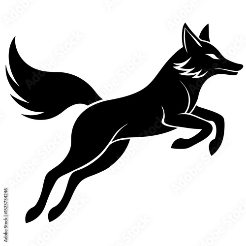 Leaping fox silhouette vector illustration 