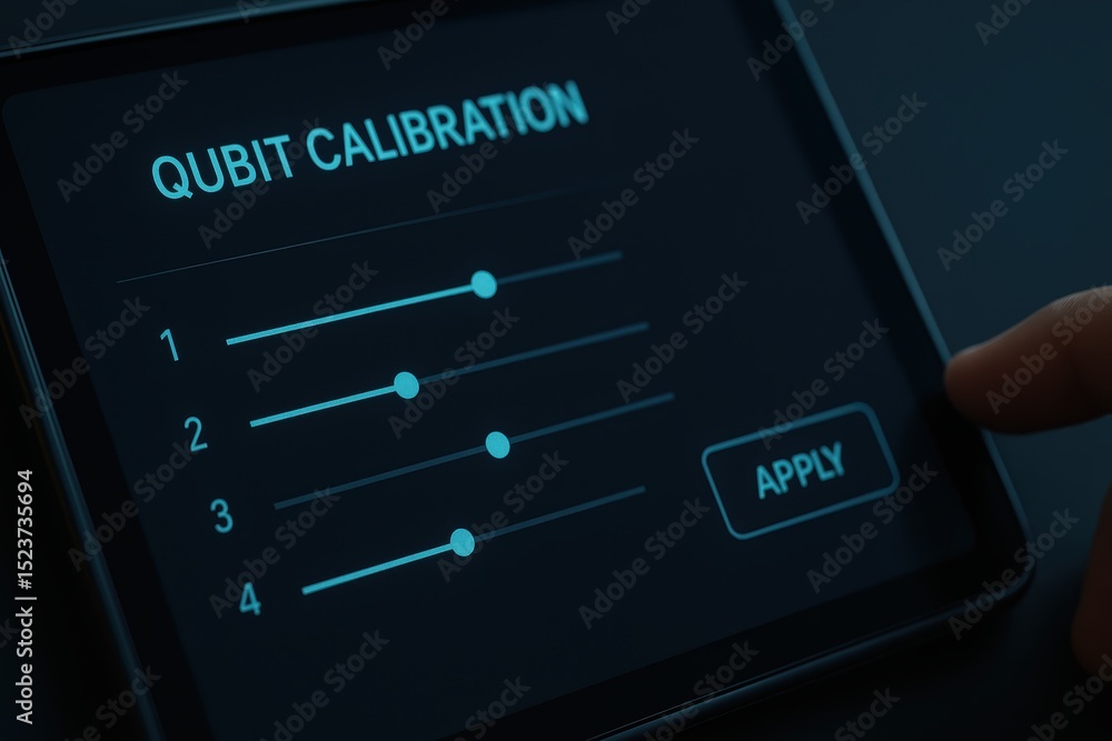 Obraz premium Qubit Calibration Interface on Modern Digital Tablet Display with Touch Controls and Settings