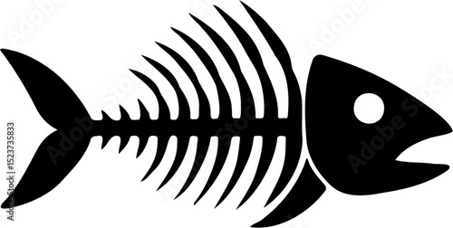 fish skeleton silhouette vector illustration, isolated on white