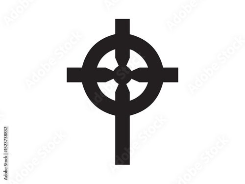 Vector isolated one single simple cross with circle black simple symbol stencil template