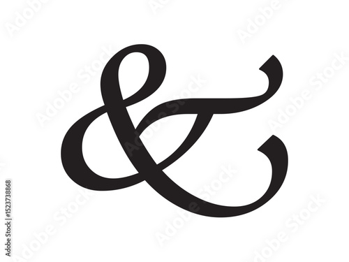 Vector isolated one single simple ampersand AND symbol italic font black minimal symbol stencil template
