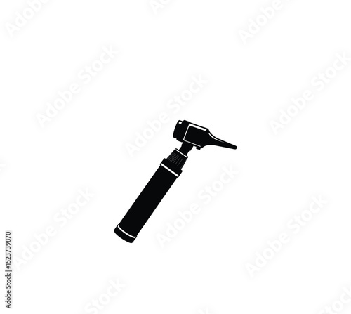 Flat silhouette of an otoscope with a tapered tip on white background