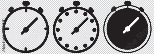 Stopwatch icons in black , gray, blue fill and line style EPS 10