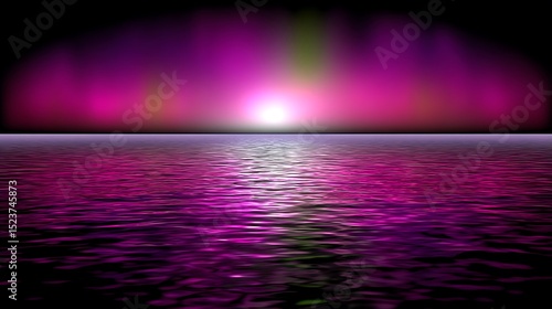 Magenta horizon over rippling water surface