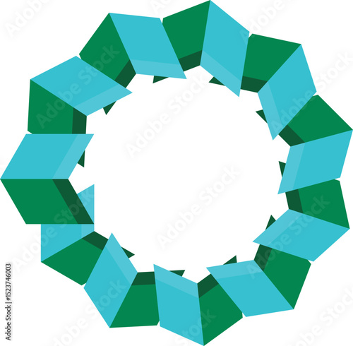 'Abstract Teal Green Geometric Ring Pattern'