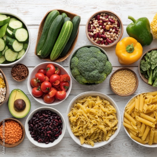 Wallpaper Mural Healthy foods variety still life on white background Torontodigital.ca