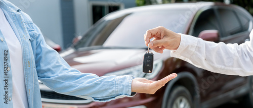 Used car, rental car, sell, buy. happy pass on key for new owner.  Sales, loan credit financial, rent vehicle, insurance,  renting, Seller, dealer, installment, car care business