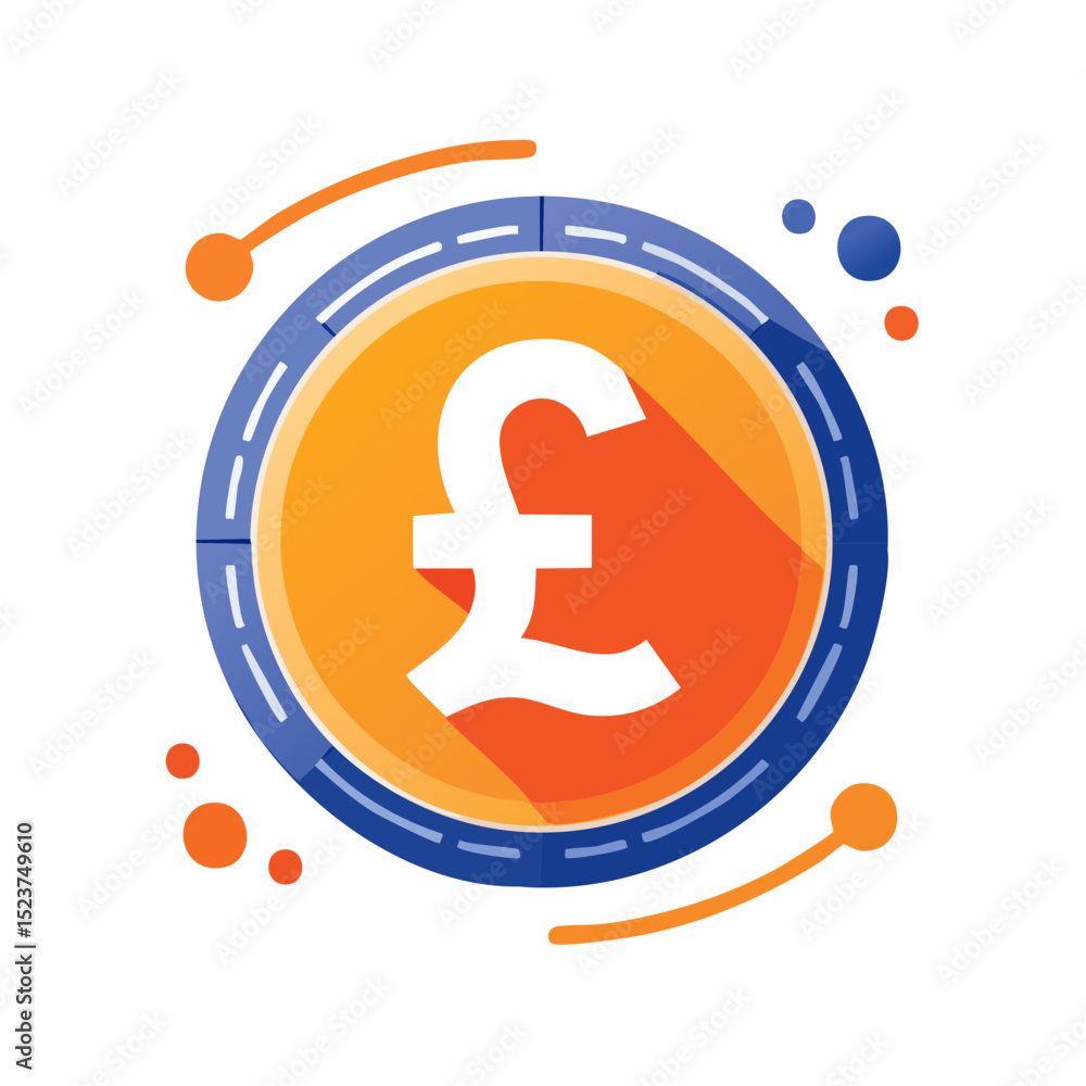 Obraz premium Pound Symbol Design: Captivating vector illustration features a stylized pound symbol within a dynamic, modern circular design, embodying financial strength and economic value.