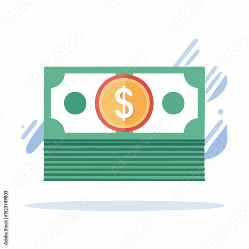 Stack of Dollar Bills: A vibrant illustration of a stack of dollar bills, symbolizing wealth, finance, and economic transactions. Showcasing the currency's importance.