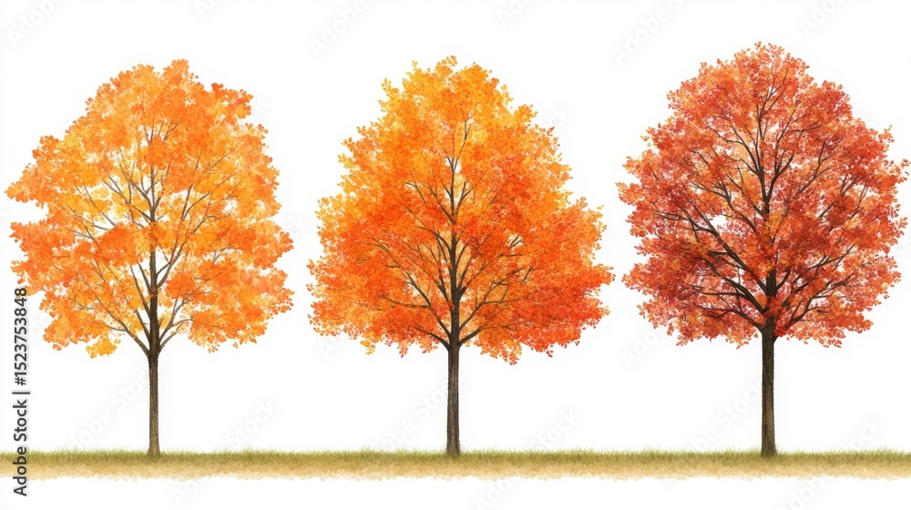The steadfastness of evergreens and autumn's palette are captured in a trio of watercolor trees The steadfastness of evergreens and autumn's palette are captured in a trio of watercolor trees