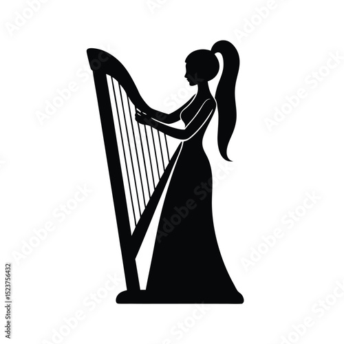 Black Harpist Vector illustration