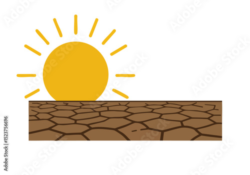 cracked earth surface under a blazing sun illustrates dry heat The image showcases a stark arid landscape highlighting the intensity of the heat Suitable for conveying drought desert environments