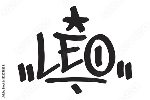 Graffiti tag text "Leo" in bold urban style. Hand-drawn zodiac lettering with raw spray paint texture. Perfect for astrology merch, streetwear, posters, and bold graphic designs.
