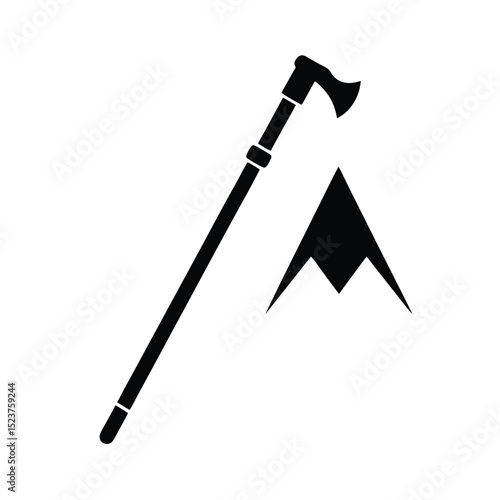 Collapsible Hiking Stick Icon Vector Illustration