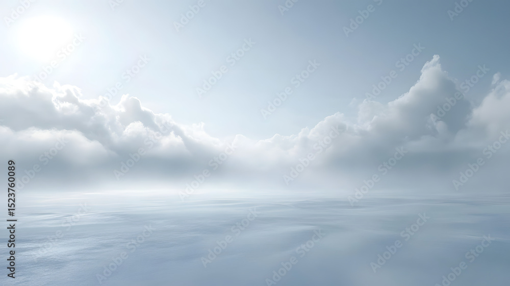 Fototapeta premium Serenity above the water tranquil cloud reflections peaceful seascape white horizon calm environment