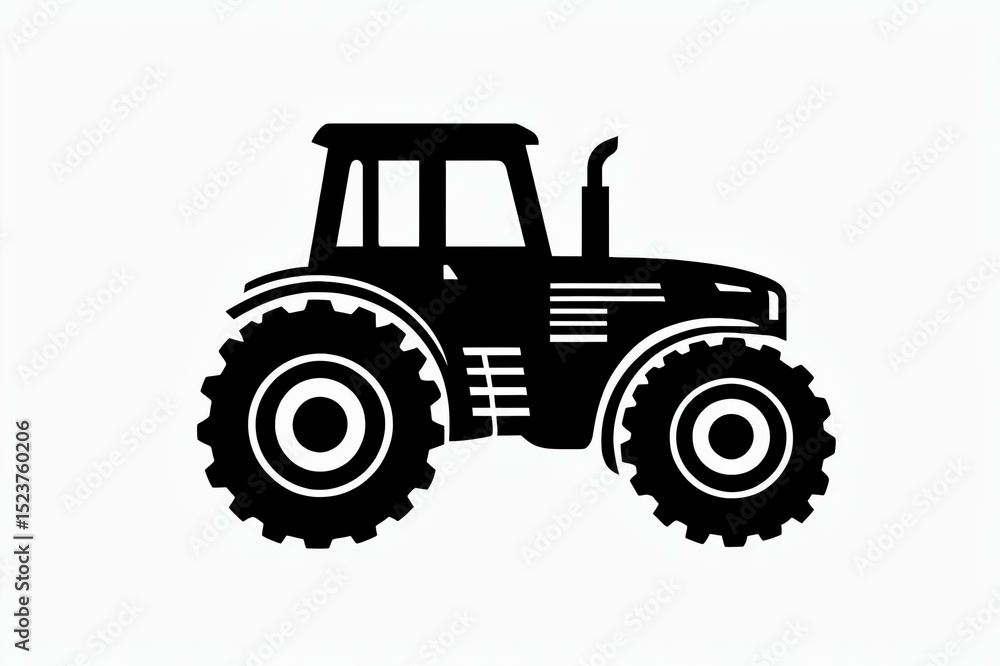 black tractor silhouette, farm tractor icon on white, agricultural vehicle outline black tractor silhouette, farm tractor icon on white, agricultural vehicle outline