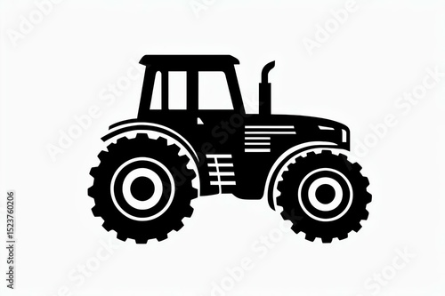black tractor silhouette, farm tractor icon on white, agricultural vehicle outline