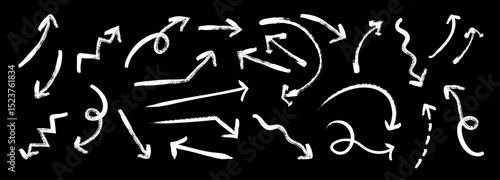 ブラシで書いた手書きの矢印素材セット2