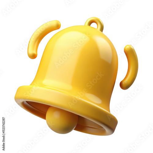 3d rendered yellow bell notification icon isolated on transparent background
