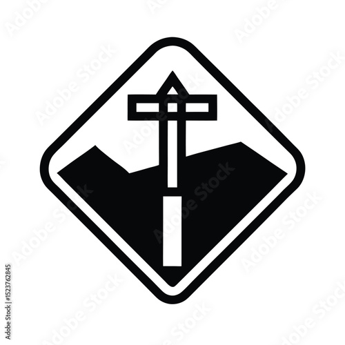 Hiking Trail Junction Sign Icon Vector Illustration