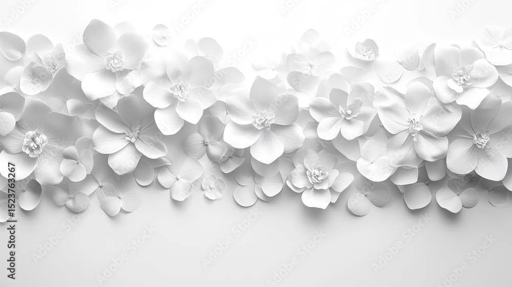 Close-up of elegant white floral arrangement minimalist design for a serene art composition Close-up of elegant white floral arrangement minimalist design for a serene art composition