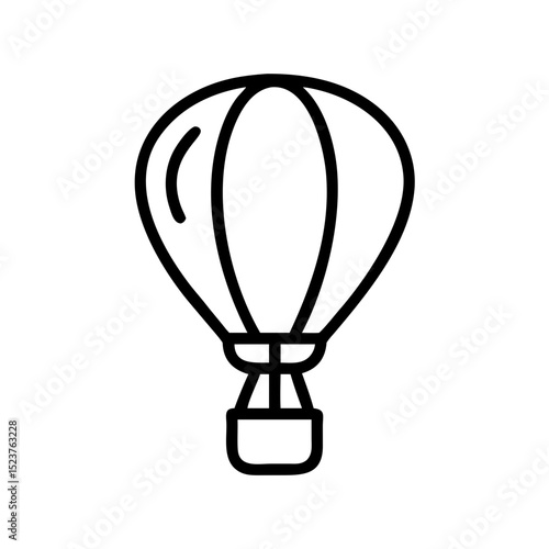Hot air balloon outline icon. Black illustration, vector. Modern minimal flat design, white background.