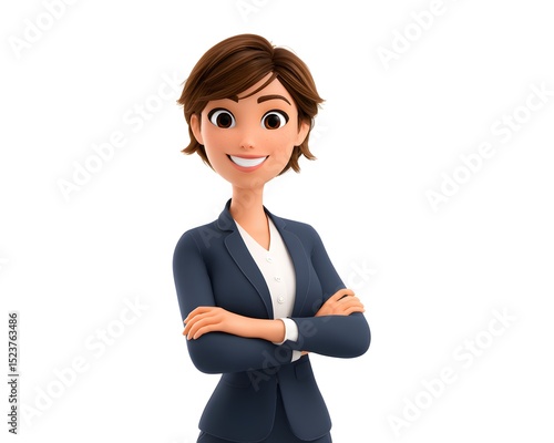 3D cartoon of a confident businesswoman