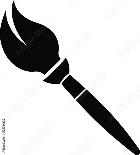 black silhouette of a paintbrush icon art and craft