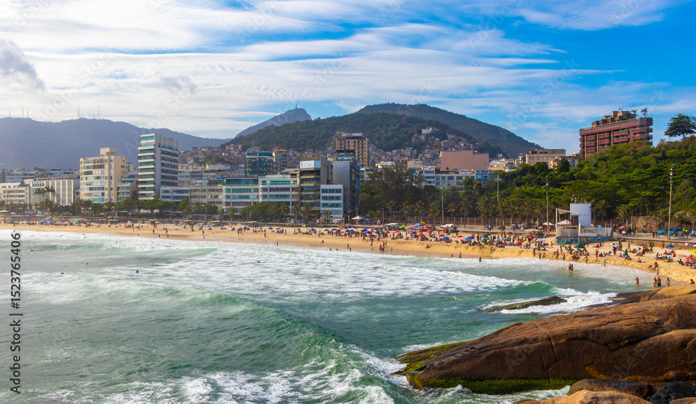 Fototapeta premium Ipanema Beach Tropical Paradise Panorama in Rio de Janeiro Brazil.