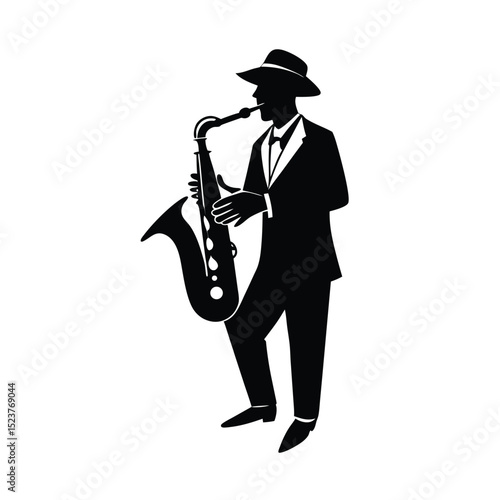 Black Saxophone Player Vector illustration