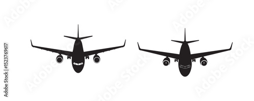Airplane silhouettes top view two angles