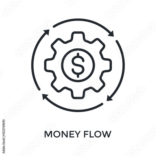 Money Flow Icon Outline Style. Vector Illustration For Graphic Design