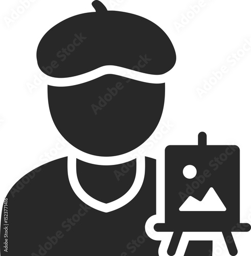 Artist solid icon used in creative, art studio, and visual design profession concepts.