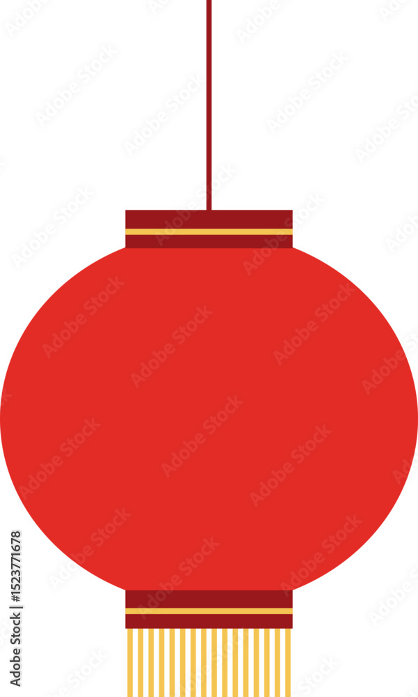 Obraz premium Simple shape Chinese style round red lantern Flat vector illustration design. Asian Lunar Year, New Year, Lantern Festival, Mid-Autumn Festival, Zhongyuan Festival decoration. Transparent background.
