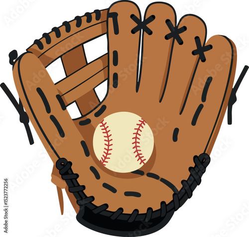 Baseball glove catching ball vector illustration in sport equipment style 