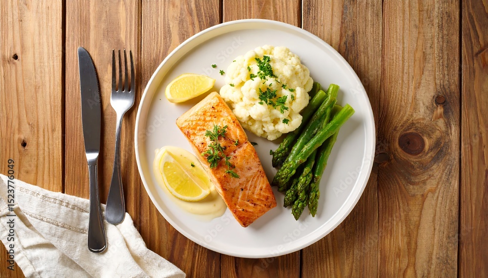 Pan-Seared Salmon with Creamy Mashed Potatoes and Asparagus Pan-Seared Salmon with Creamy Mashed Potatoes and Asparagus