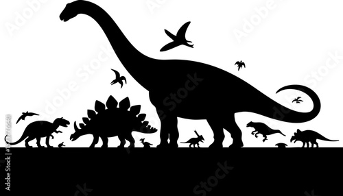  Diverse Dinosaur Silhouettes - Prehistoric Creatures Collection