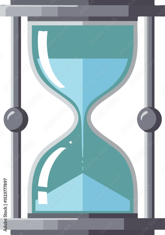 Fototapeta premium Hourglass timer with blue sand and gray frame digital vector illustration 