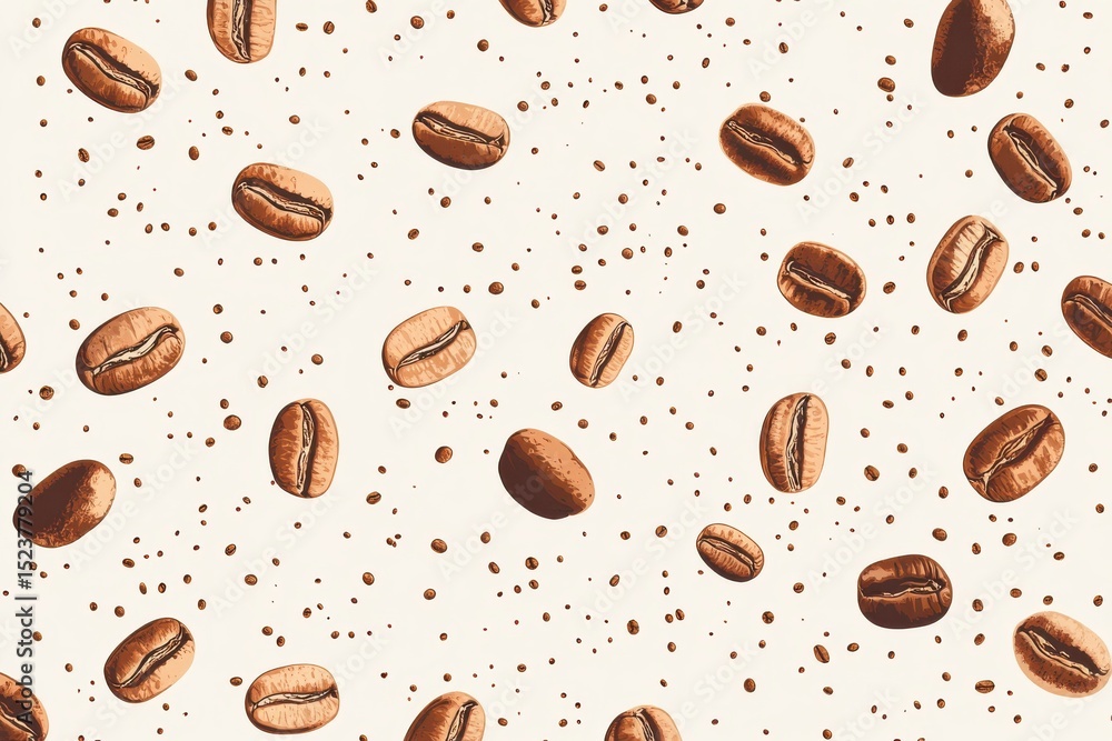 Obraz premium Roasted coffee beans seamless pattern background