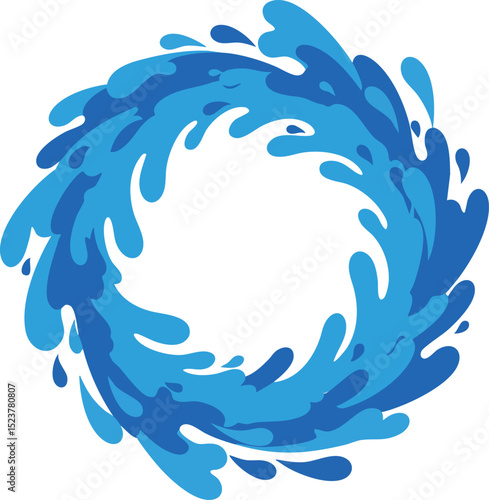 Water Splash Circle Vector in Blue Tones for Creative Design and Decoration 