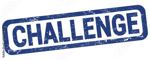 CHALLENGE text written on blue rectangle stamp.