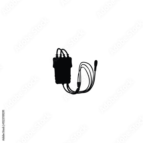 Silhouette of a nerve conduction device with thin cables on white background