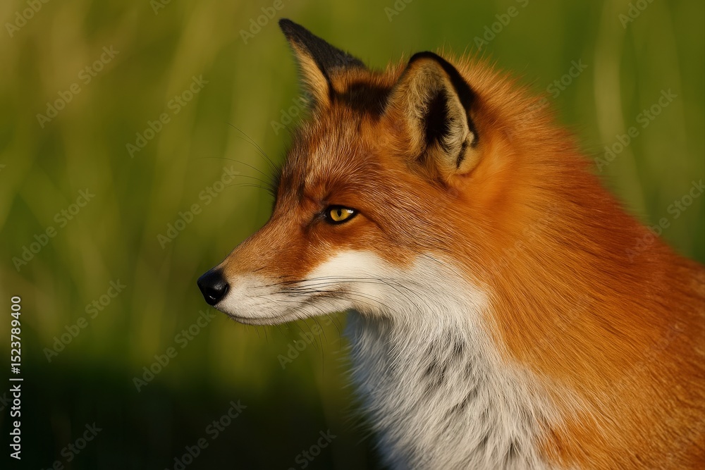Fototapeta premium red fox in grass.