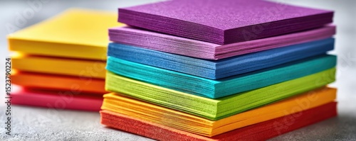 Wallpaper Mural Financial mindfulness with planning and saving goals concept. Colorful stack of paper sheets in various vibrant hues. Torontodigital.ca