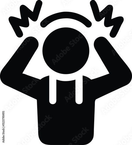 Headache icon, Person holding head vector